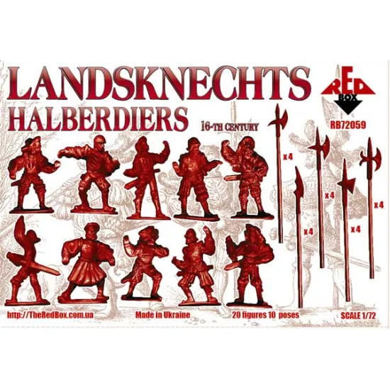 Landsknechts (Halberdiers), 16th century 20 FIGURES ON 10 POSES 1/72 RED BOX 72059