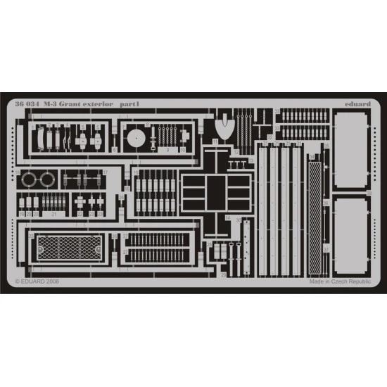 Photoetched set 1/35 M-3 Grant exterior, for Academy kit 1/35 EDUARD 36034