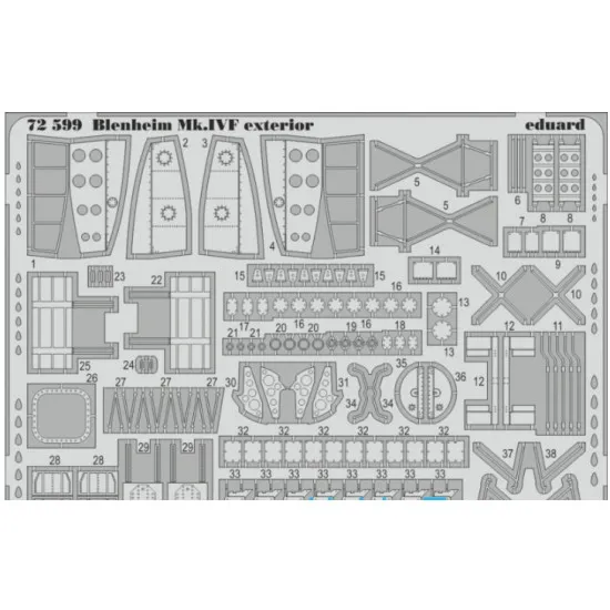 Photoetched set 1/72 Blenheim Mk.IVF exterior, for Airfix kit 1/72 Eduard 72599