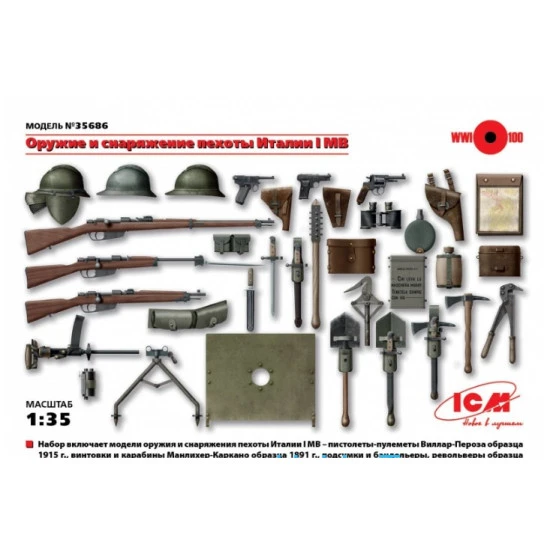 WWI Italian infantry weapon and equipment 1/35 ICM 35686