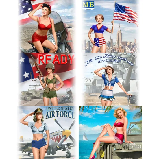 Us Stock Master Box Bundle Lot Of Military Pin-up Series 6 Plastic Kits 1/24