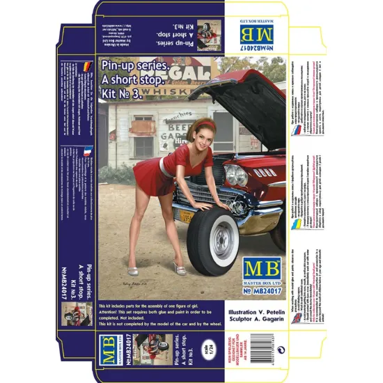 Us Stock Pin-up Series A Short Stop 3 Plastic Model Kit 1/24 Master Box 24017