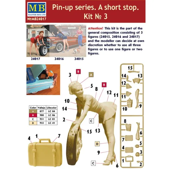 Us Stock Pin-up Series A Short Stop 3 Plastic Model Kit 1/24 Master Box 24017