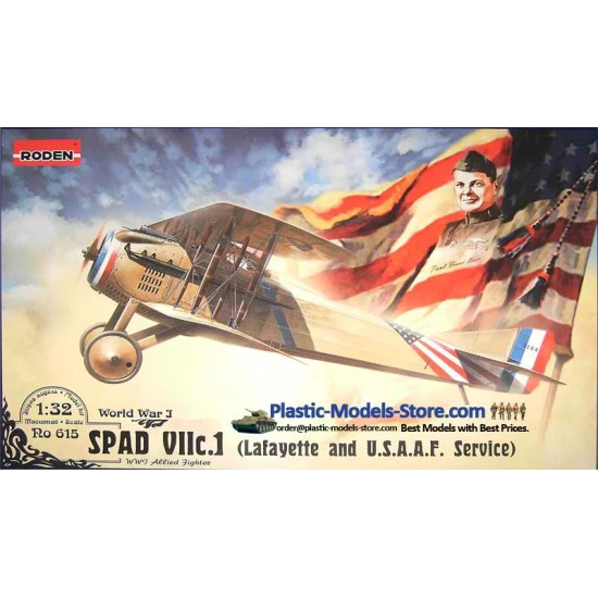 SPAD VII.c1 fighter (Lafayette and U.S.A.A.F Service) WWI 1/32 Roden 615