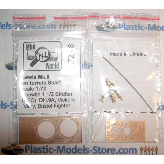 Lewis MK II Aircraft twin machine guns on turret Brass 1/72 Mini World 7208