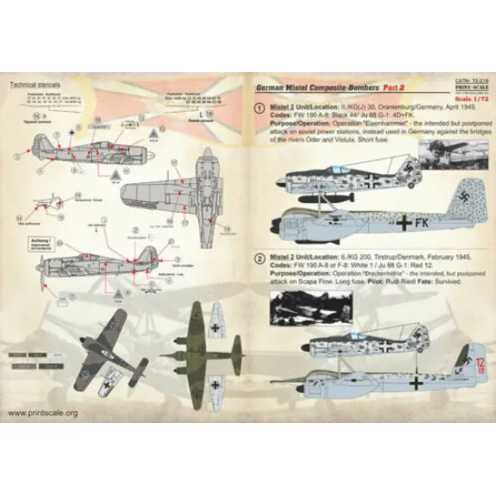 DECAL FOR GERMAN MISTEL COMPOSITES, PART 2 1/72 PRINT SCALE 72-216