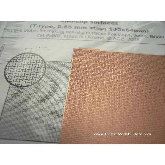 Anti-slip surfaces T-type, 0.85mm step, 135x64mm PE Ace A002