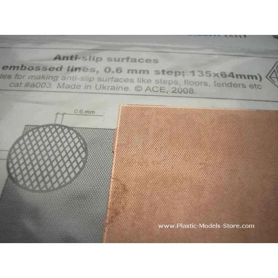 Anti-slip surfaces X-type, 0.6 mm step, embossed lines 135x64mm PE Ace A003