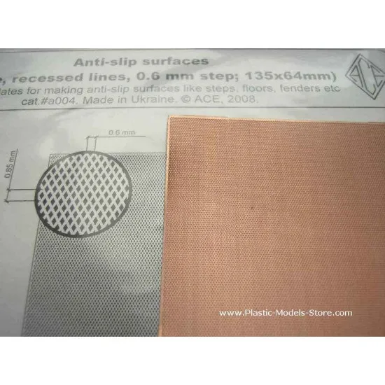 Anti-slip surfaces X-type, 0.6 mm step, recessed lines 135x64mm PE Ace A004