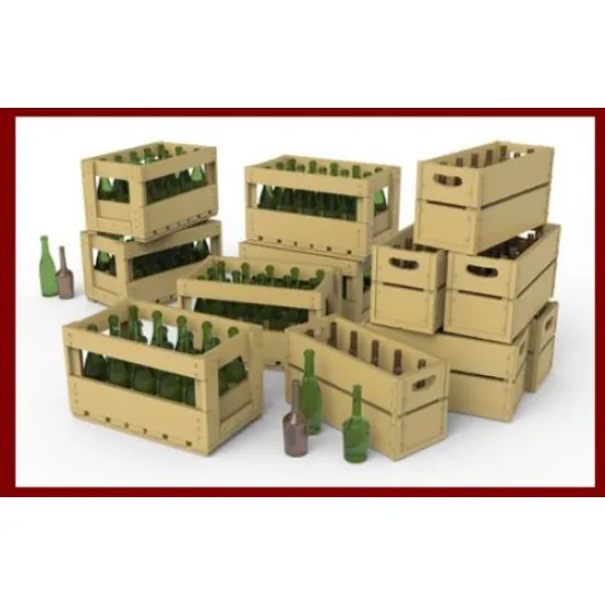 CHAMPAGNE COGNAC BOTTLES W/CRATES 1/35 MINIART 35575