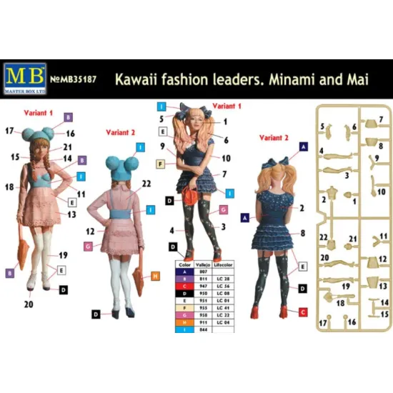 Us Stock Kawaii Fashion Leaders. Minami And Mai 1/35 Master Box 35187 Two Figures New