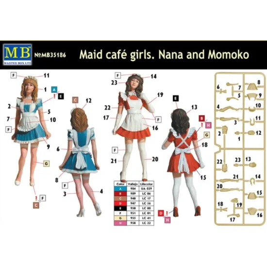 Us Stock Maid Cafa Girls - Nana And Momoko 1/35 Master Box 35186 Two Figures New Model