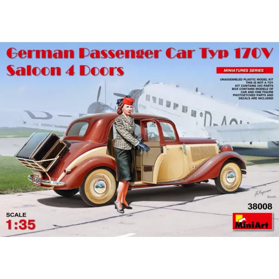 CAR GERMAN PASSENGER CAR TYP 170V SALOON 4 DOORS 1/35 MINIART 38008