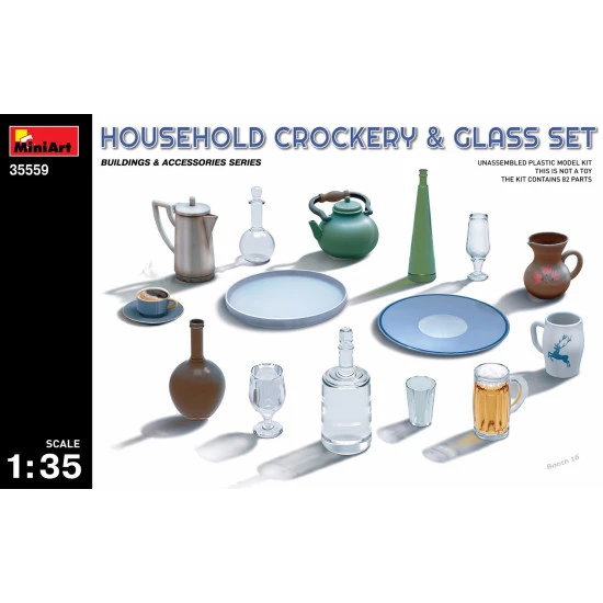 HOUSEHOLD CROCKERY GLASS SET 1/35 MINIART 35559