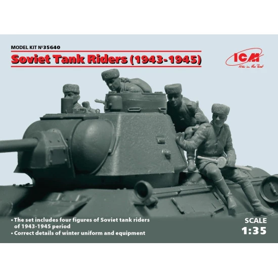 PLASTIC MODEL FIGURE SOVIET TANK RIDERS 1943-1945 4 FIGURES 1/35 ICM 35640