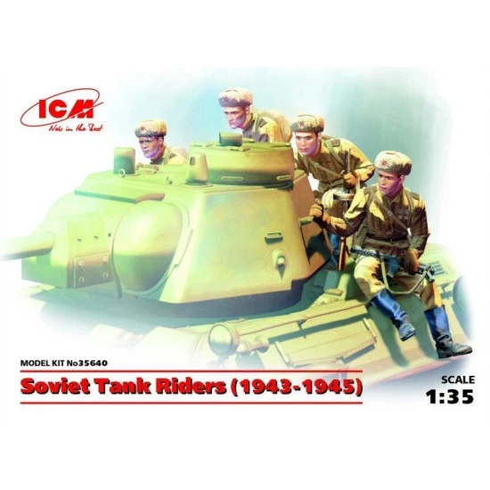 PLASTIC MODEL FIGURE SOVIET TANK RIDERS 1943-1945 4 FIGURES 1/35 ICM 35640