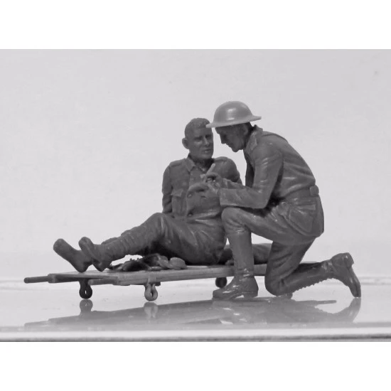 WWI US MEDICAL PERSONNEL 4 FIGURES AND MODEL STRETCHER 1/35 ICM 35694