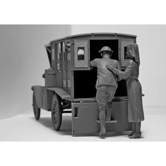 WWI US MEDICAL PERSONNEL 4 FIGURES AND MODEL STRETCHER 1/35 ICM 35694