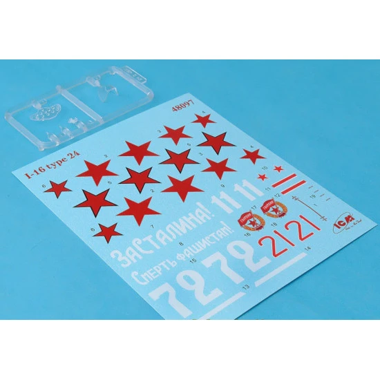 PLASTIC MODEL AIRPLANE I-16 TYPE 24, WWII SOVIET FIGHTER 1/48 ICM 48097