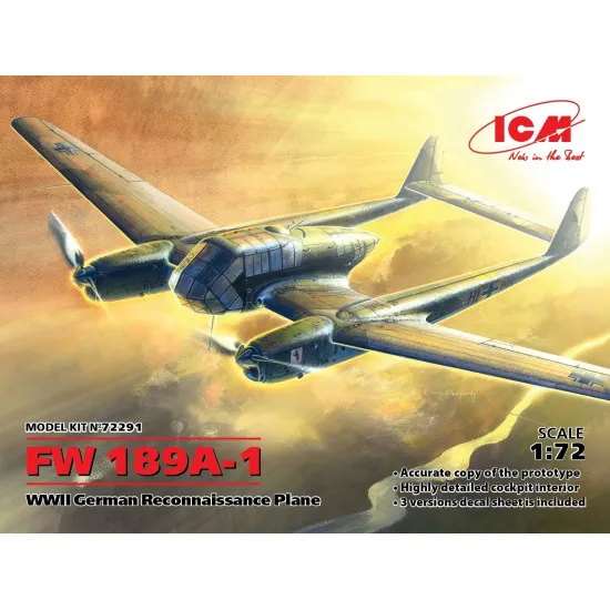 FW 189A-1, WWII GERMAN RECONNAISSANCE PLANE 1/72 ICM 72291
