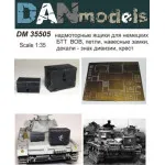 PHOTO-ETCHED BOXES WWII GERMAN AFV, HINGES, PADLOCKS, DECALS - A SIGN OF DIVISION 1/35 DAN MODELS 35505