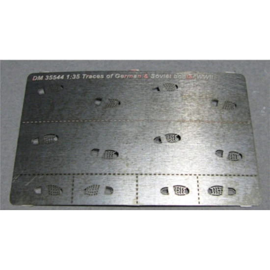 PHOTO-ETCHED STENCIL FOR APPLYING FOOTPRINTS FROM BOOTS. 2 TYPES OF SOLES - GERMAN AND SOVIET BOOTS WW2 1/35 DAN MODELS 35544