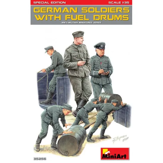 GERMAN SOLDIERS w/FUEL DRUMS. SPECIAL EDITION - PLASTIC MODEL KIT SCALE 1/35 MINIART 35256