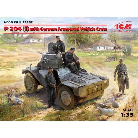 P 204 (F) WITH GERMAN ARMOURED VEHICLE CREW PLASTIC MODEL KIT 1/35 ICM 35382