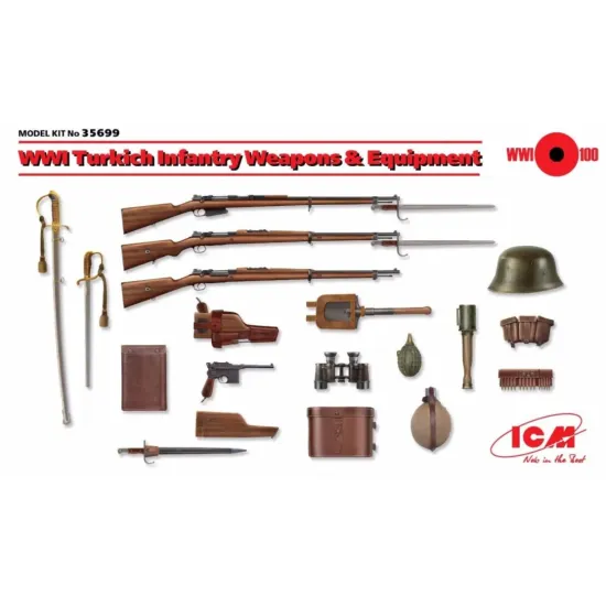 Us Stock Plastic Model Building Wwi Turkich Infantry Weapons And Equipment 1/35 Icm 35699