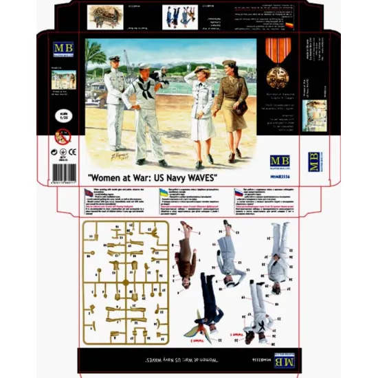 Us Stock Women At War Us Navy Waves 4 Fig 1/35 Master Box 3556