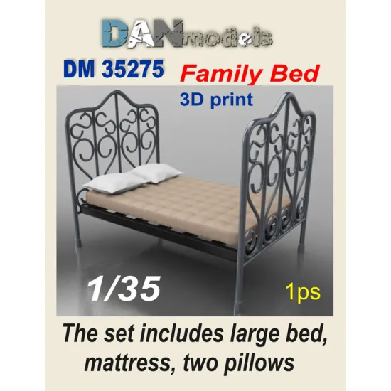 Dan Models 35275 1/35 Family Bed, Mattress And Two Pillows