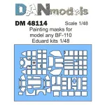 PAINTING MASKS FOR MODEL ANY BF-110 EDUARD KITS 1/48 DAN MODELS 48114