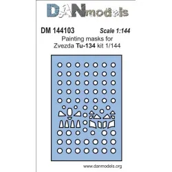 DAN MODELS 144103 PAINTING MASKS FOR MODEL ZVEZDA TU-134 KIT 1/144