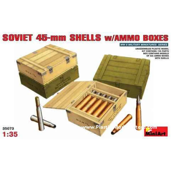 SOVIET 45-mm SHELLS w/AMMO BOXES 1/35 Miniart 35073