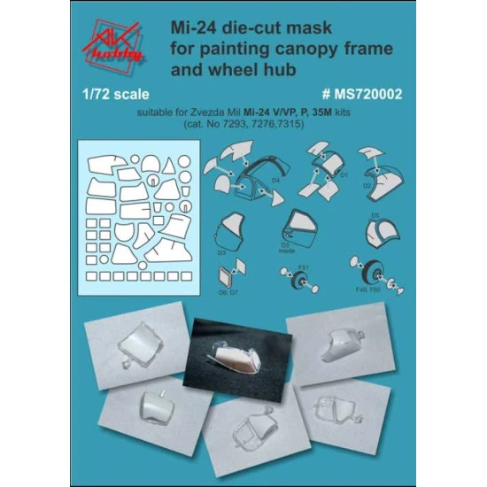 DAN MODELS MS720002 MI-24 DIE-CUT MASK FOR PAINTING CANOPY FRAME WHEEL HUB