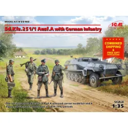 Us Stock Icm 35103 Sd.kfz.251/1 Ausf.a With German Infantry 1/35 Scale Plastic Model Kit