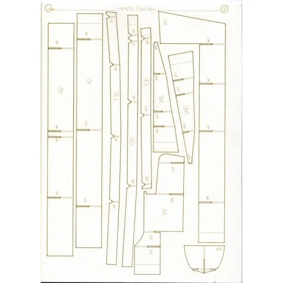 LASER CUTTING FOR MILITARY FLEET LIGHT CRUISER SYDNEY 1/200 OREL 117/2