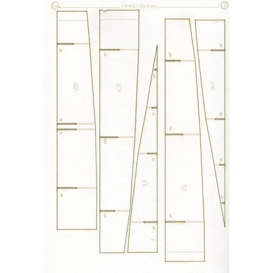 LASER CUTTING FOR MILITARY FLEET LIGHT CRUISER SYDNEY 1/200 OREL 117/2