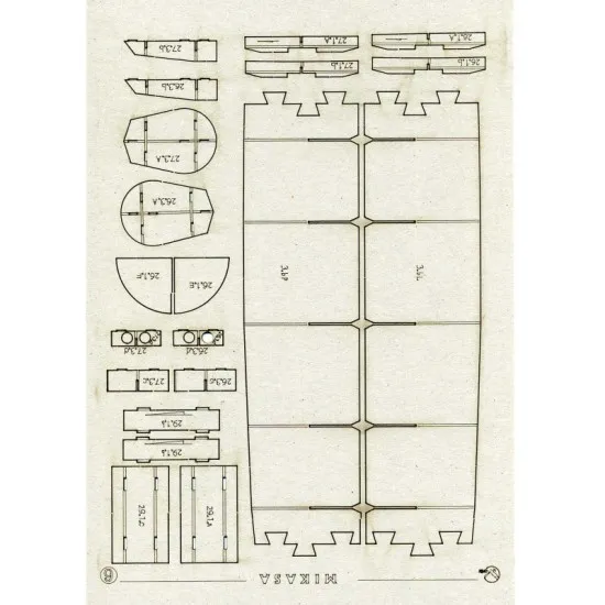 LASER CUTTING FOR MILITARY FLEET BATTLESHIP MIKASA 1/200 OREL 157/2