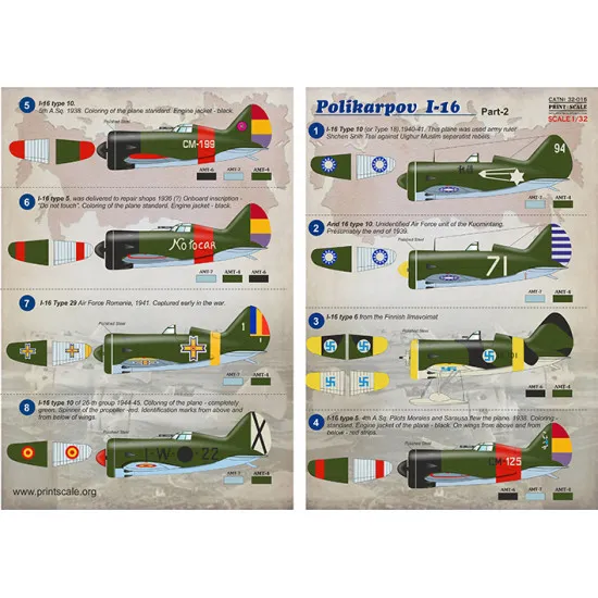 DECAL 1/32 FOR POLIKARPOV I-16 PART-2 PRINT SCALE 32-016