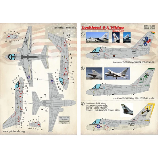 DECAL 1/72 FOR LOCKHEED S-3 VIKING PRINT SCALE 72-289
