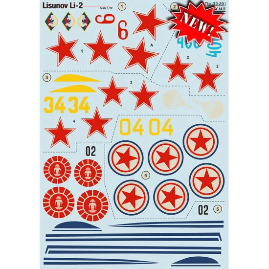DECAL 1/72 FOR LISUNOV LI-2 PRINT SCALE 72-291