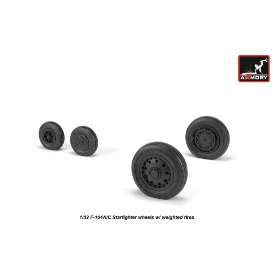 1/32 F-104a/C Starfighter Early Type Wheels, W/ Optional Nose Wheels, Weighted, Universal