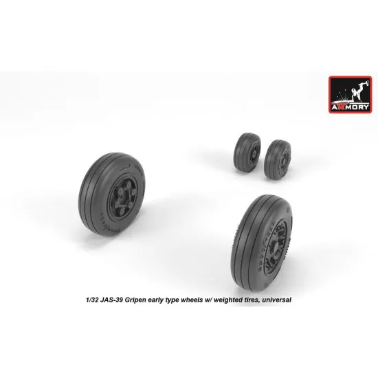 1/32 Jas-39 Gripen Wheels W/ Weighted Tires, Early, Jas-39a,b,c