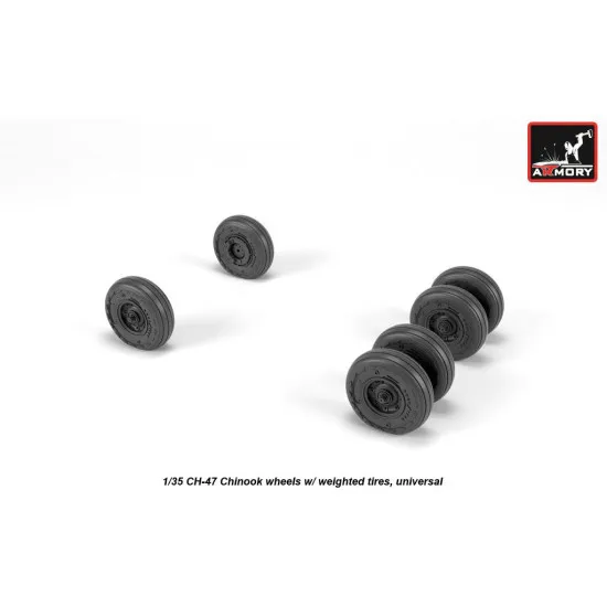 1/35 Ch-47 Chinook Wheels W/ Weighted Tires, Universal
