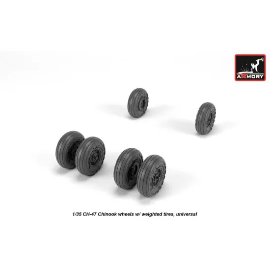 1/35 Ch-47 Chinook Wheels W/ Weighted Tires, Universal