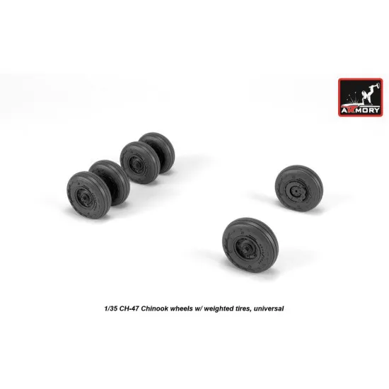 1/35 Ch-47 Chinook Wheels W/ Weighted Tires, Universal