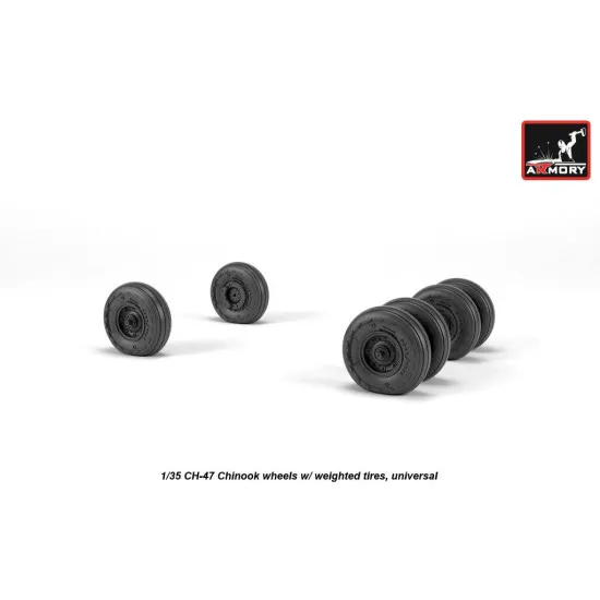 1/35 Ch-47 Chinook Wheels W/ Weighted Tires, Universal
