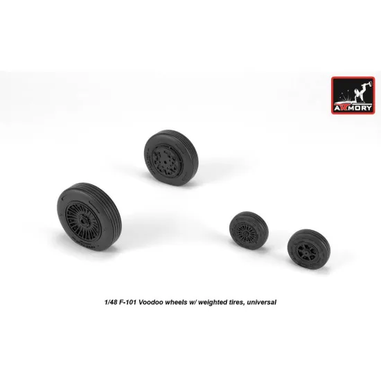 1/48 F-101 Voodoo Wheels W/ Optional Nose Wheels And Weighted Tires, Universal