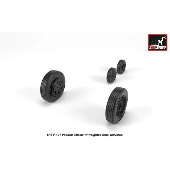 1/48 F-101 Voodoo Wheels W/ Optional Nose Wheels And Weighted Tires, Universal